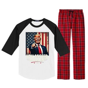 Funny You Missed Again Trump 2024 Usa Flag Raglan Sleeve Pajama Set