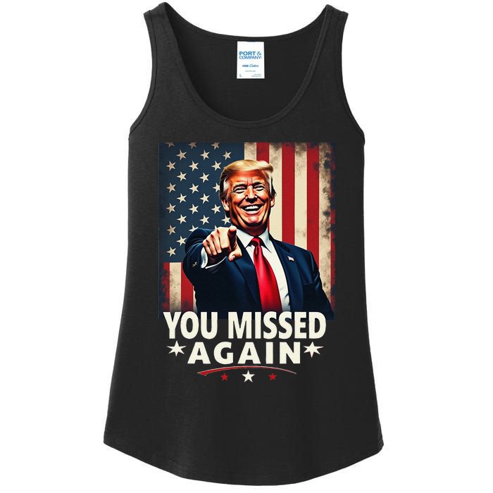 Funny You Missed Again Trump 2024 Usa Flag Ladies Essential Tank