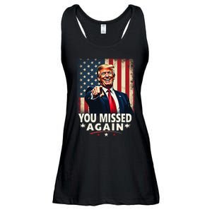 Funny You Missed Again Trump 2024 Usa Flag Ladies Essential Flowy Tank