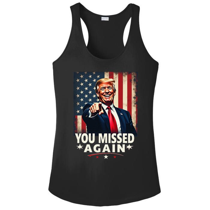 Funny You Missed Again Trump 2024 Usa Flag Ladies PosiCharge Competitor Racerback Tank