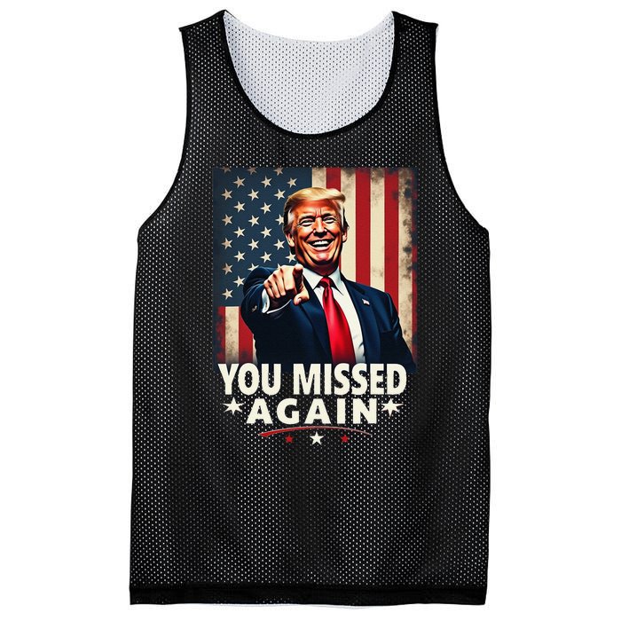 Funny You Missed Again Trump 2024 Usa Flag Mesh Reversible Basketball Jersey Tank