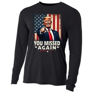 Funny You Missed Again Trump 2024 Usa Flag Cooling Performance Long Sleeve Crew