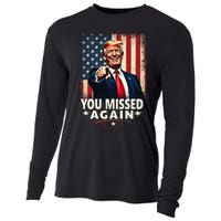 Funny You Missed Again Trump 2024 Usa Flag Cooling Performance Long Sleeve Crew