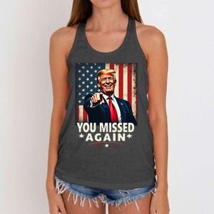 Funny You Missed Again Trump 2024 Usa Flag Women's Knotted Racerback Tank