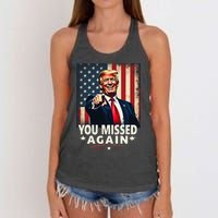 Funny You Missed Again Trump 2024 Usa Flag Women's Knotted Racerback Tank