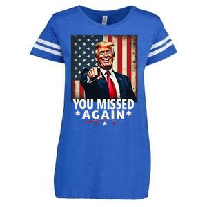 Funny You Missed Again Trump 2024 Usa Flag Enza Ladies Jersey Football T-Shirt