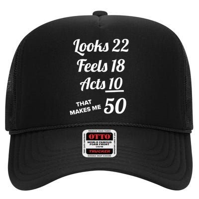 FIFTY YEARS OLD Birthday Present for 50 Year old High Crown Mesh Back Trucker Hat