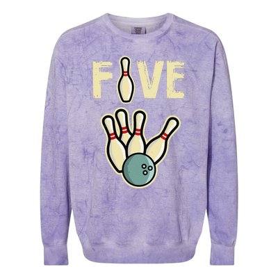 Five Year Old Bowling Birthday Party Pin Colorblast Crewneck Sweatshirt