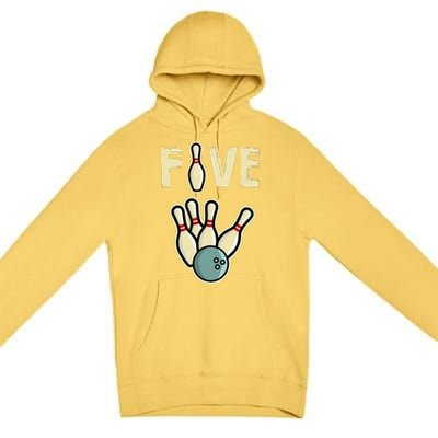 Five Year Old Bowling Birthday Party Pin Premium Pullover Hoodie