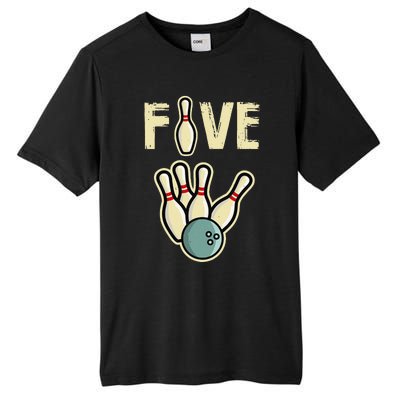 Five Year Old Bowling Birthday Party Pin Tall Fusion ChromaSoft Performance T-Shirt