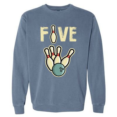 Five Year Old Bowling Birthday Party Pin Garment-Dyed Sweatshirt