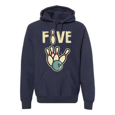 Five Year Old Bowling Birthday Party Pin Premium Hoodie