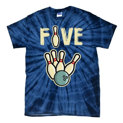 Five Year Old Bowling Birthday Party Pin Tie-Dye T-Shirt