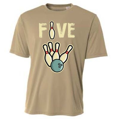 Five Year Old Bowling Birthday Party Pin Cooling Performance Crew T-Shirt