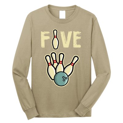 Five Year Old Bowling Birthday Party Pin Long Sleeve Shirt