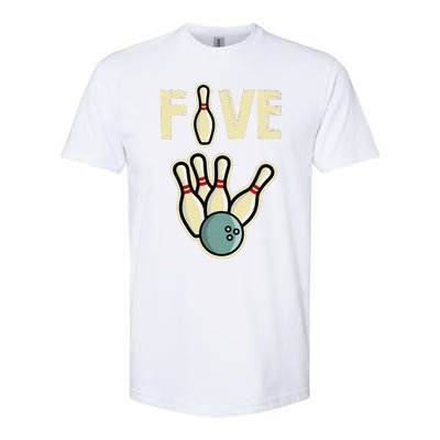 Five Year Old Bowling Birthday Party Pin Softstyle® CVC T-Shirt