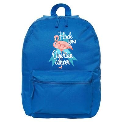 Flock You Ovarian Cancer Flamingo Survivor Warrior Chemo Gift 16 in Basic Backpack