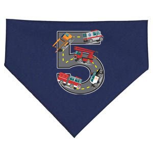 Five Year Old 5th Birthday Fire Truck Ambulance Police Car USA-Made Doggie Bandana