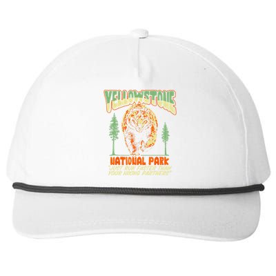 Funny Yellowstone Park Grizzly Bear Outrun Hiking Partners Snapback Five-Panel Rope Hat