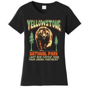 Funny Yellowstone Park Grizzly Bear Outrun Hiking Partners Women's T-Shirt