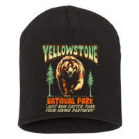 Funny Yellowstone Park Grizzly Bear Outrun Hiking Partners Short Acrylic Beanie