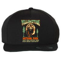 Funny Yellowstone Park Grizzly Bear Outrun Hiking Partners Wool Snapback Cap