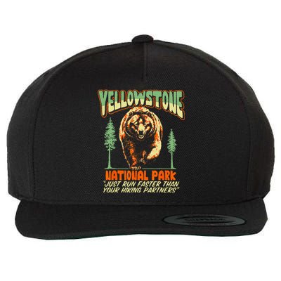 Funny Yellowstone Park Grizzly Bear Outrun Hiking Partners Wool Snapback Cap