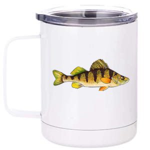 Funny Yellow Perch Fishing Freshwater Fish Angler 12 oz Stainless Steel Tumbler Cup