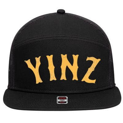 Funny Yinz Pittsburgh Pennsylvania Yinzer Souvenir 7 Panel Mesh Trucker Snapback Hat