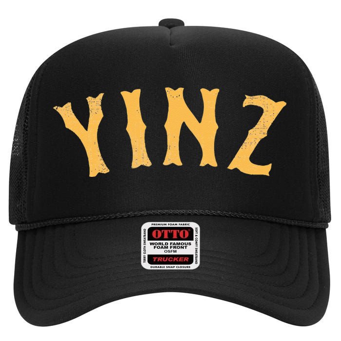 Funny Yinz Pittsburgh Pennsylvania Yinzer Souvenir High Crown Mesh Back Trucker Hat