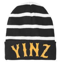 Funny Yinz Pittsburgh Pennsylvania Yinzer Souvenir Striped Beanie with Solid Band