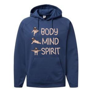 Funny Yoga Pug Funny Dog Lovers Meaningful Gift Performance Fleece Hoodie