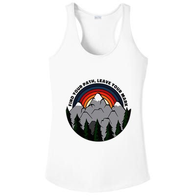 Find Your Path Leave Your Mark Outdoor Camping Retro Ladies PosiCharge Competitor Racerback Tank