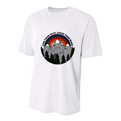 Find Your Path Leave Your Mark Outdoor Camping Retro Youth Performance Sprint T-Shirt