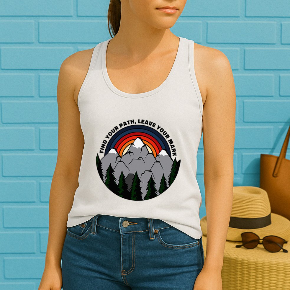 Find Your Path Leave Your Mark Outdoor Camping Retro Womens Tank Top