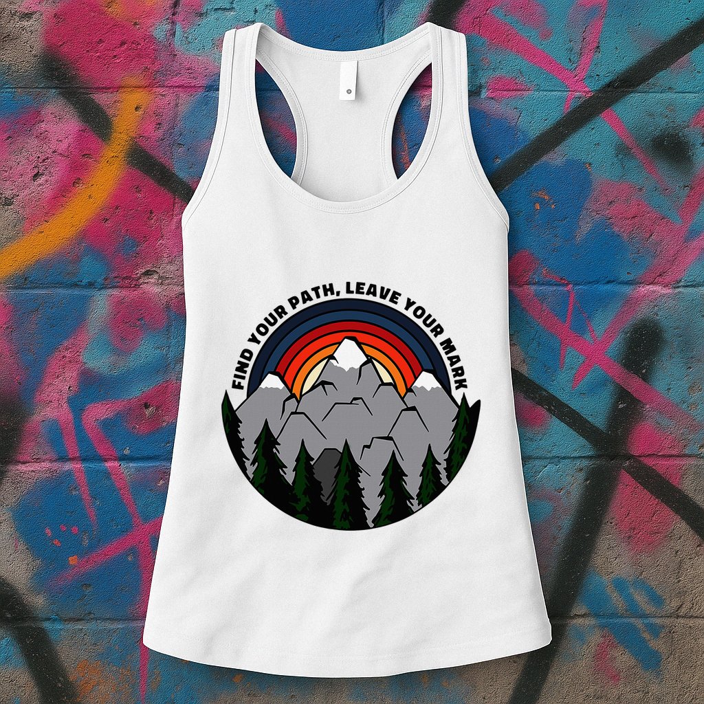Find Your Path Leave Your Mark Outdoor Camping Retro Womens Tank Top