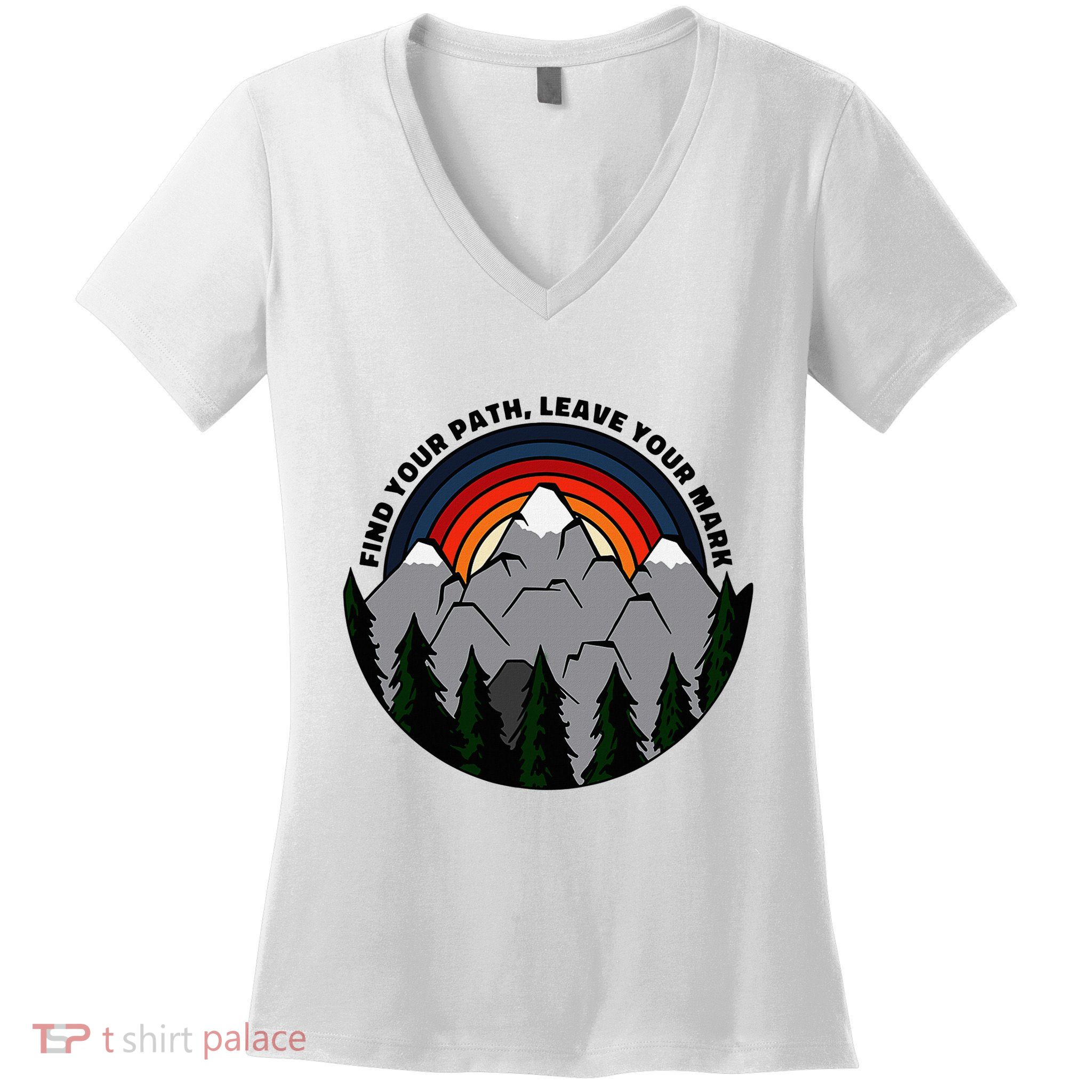 Find Your Path Leave Your Mark Outdoor Camping Retro Women's V-Neck T-Shirt