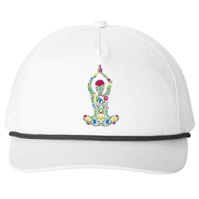 Floral Yoga Pose Snapback Five-Panel Rope Hat