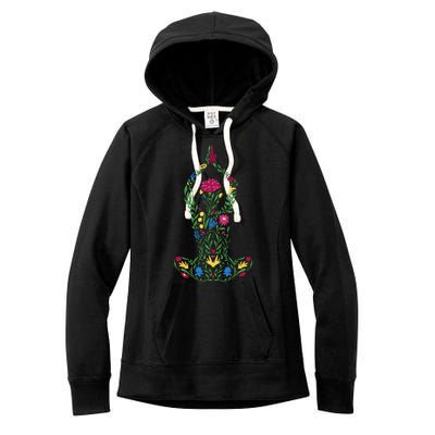 Floral Yoga Pose Women's Fleece Hoodie