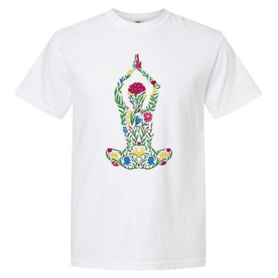 Floral Yoga Pose Garment-Dyed Heavyweight T-Shirt