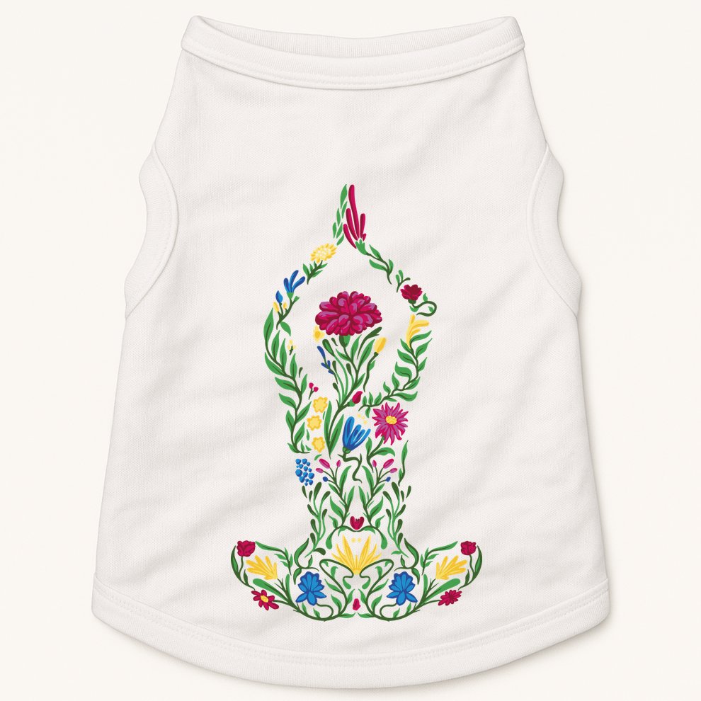 Floral Yoga Pose Doggie Tank