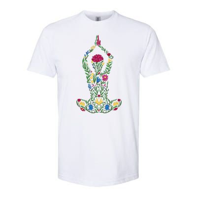 Floral Yoga Pose Softstyle® CVC T-Shirt