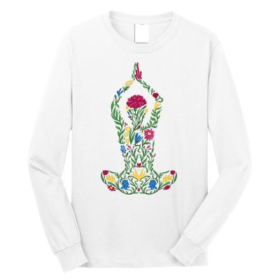 Floral Yoga Pose Long Sleeve Shirt