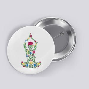 Floral Yoga Pose Button