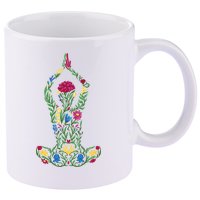 Floral Yoga Pose 11oz C Handle Ceramic Mug