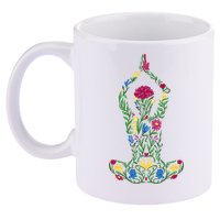 Floral Yoga Pose 11oz C Handle Ceramic Mug