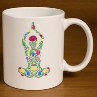 Floral Yoga Pose 11oz C Handle Ceramic Mug