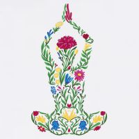 Floral Yoga Pose 11oz C Handle Ceramic Mug