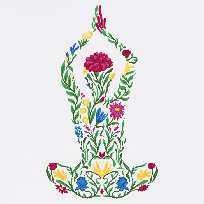 Floral Yoga Pose 11oz C Handle Ceramic Mug