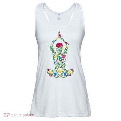 Floral Yoga Pose Ladies Essential Flowy Tank